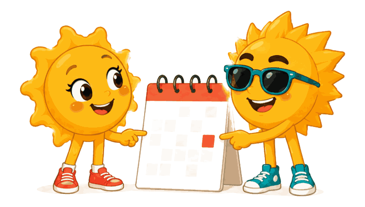 Sunny und Ray am Kalender