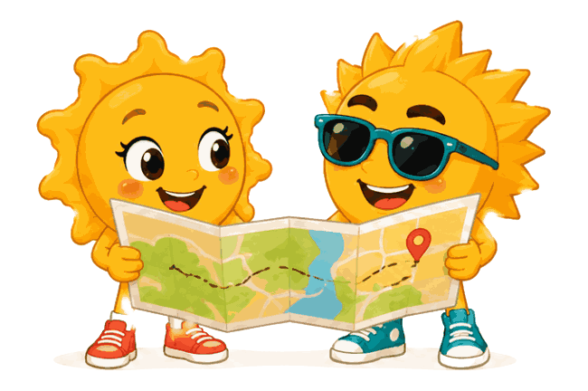 Sunny und Ray mit Landkarte