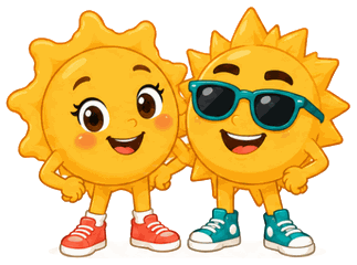 Sunny und Ray, die Maskottchen von schulferien.eu